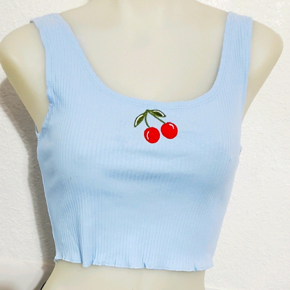 Baby Blue Crop Tank Top L